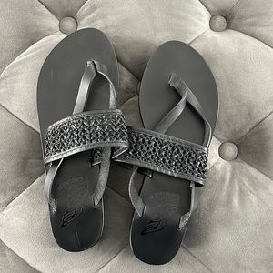 ANCIENT GREEK SANDALS: real Black leather sandals!